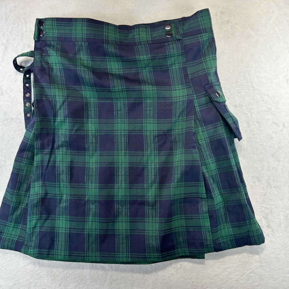 Dark Academia Scarlet Darkness Plaid Kilt Skirt S Ren Fair Cosplay Green Navy
